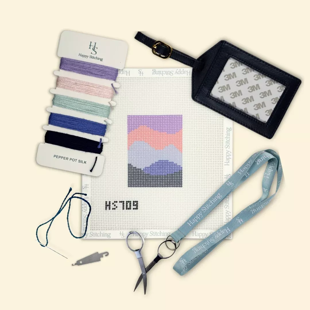 "Call of the Mountains" Happy Stitching All-In-One Luggage Tag Kit